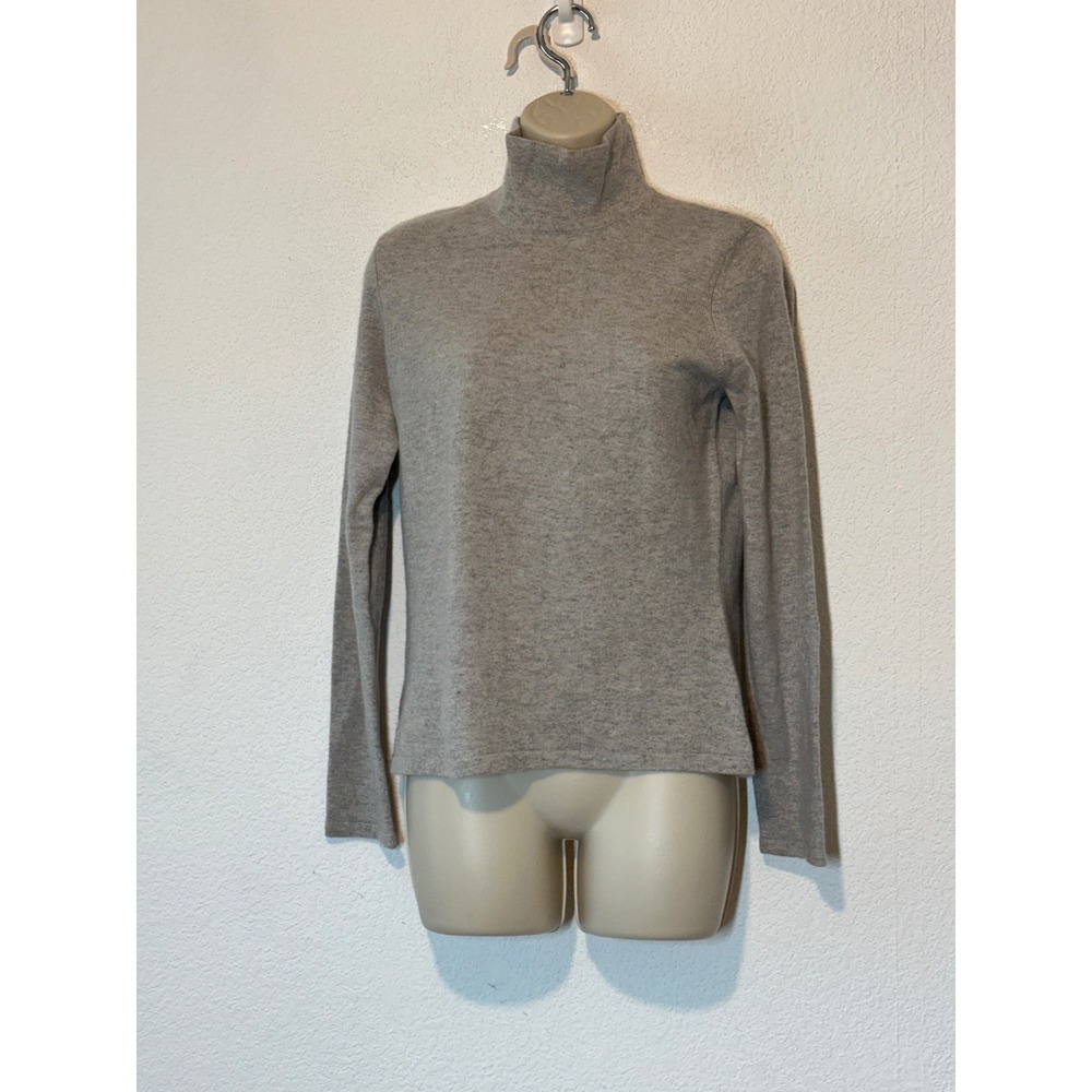 Lands End Womens Grey 100% Cashmere Turtleneck Sweater Size S 6-8 Long Sleeve